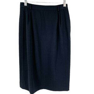 Valentino Vintage Black 100% Wool Side Zip Career Classic Pencil Skirt Women's 6